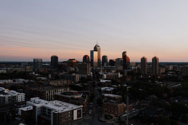 Indianapolis downtown skyline at dusk, a featured view for the 2026 neighborhoods guide