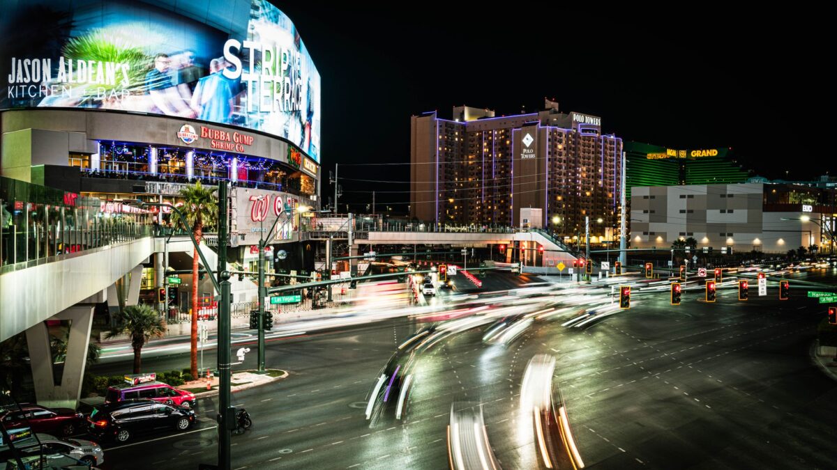 Las Vegas Strip at night with neon lights