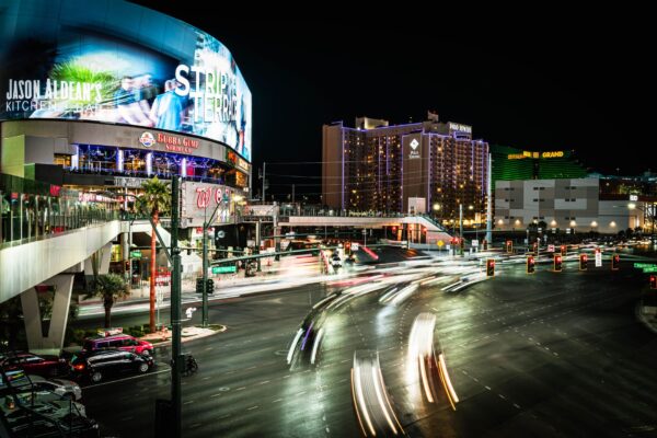 Las Vegas Strip at night with neon lights