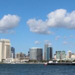 San Diego downtown skyline viewed from across the bay on a clear day