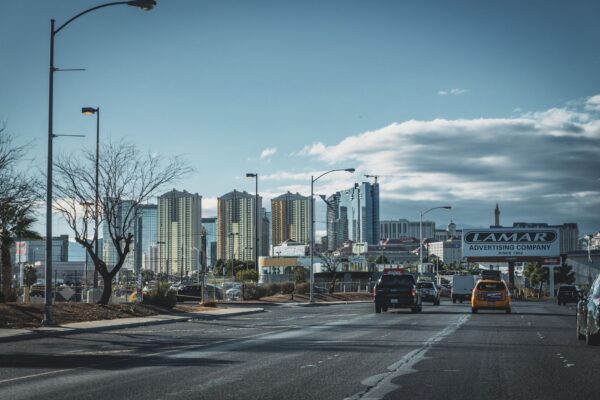 Las Vegas, Nevada skyline from a city street