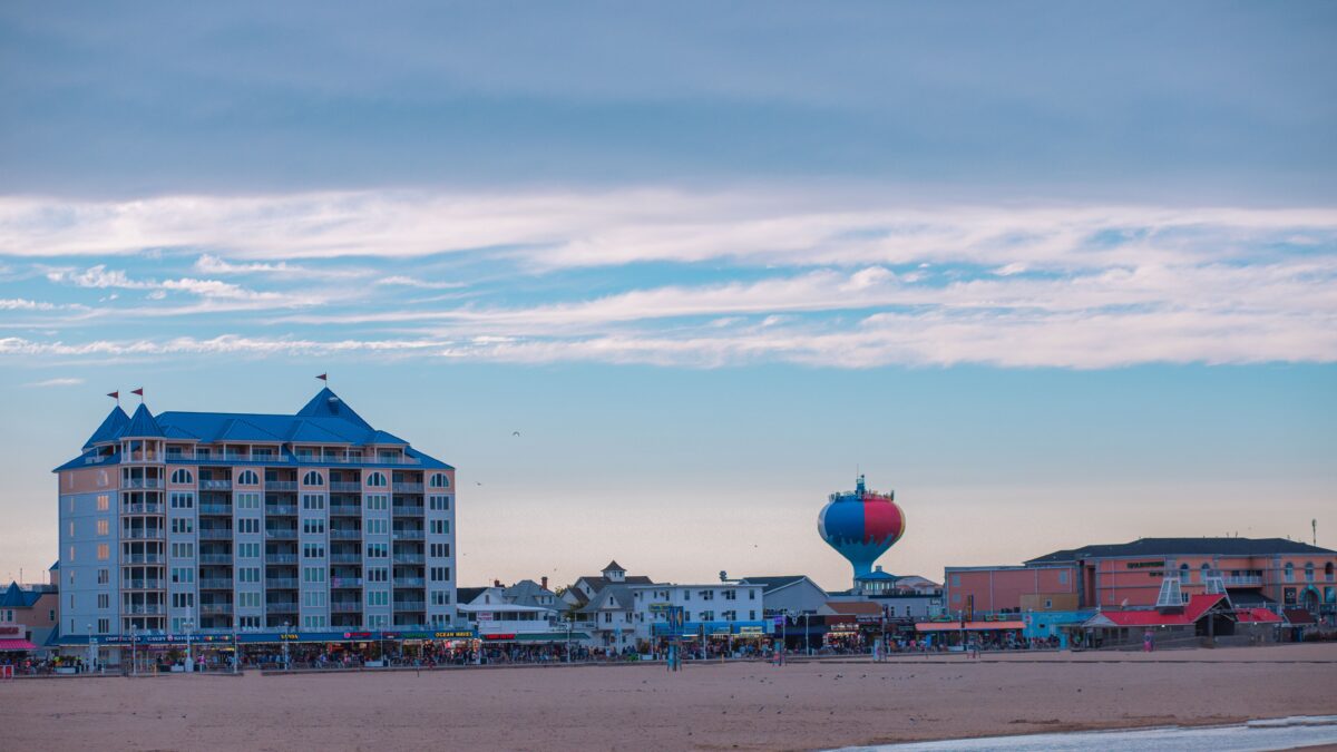 Beach in Ocean City, Maryland with waves and sand