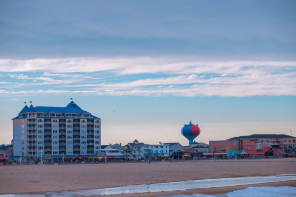 Beach in Ocean City, Maryland with waves and sand