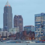 Cleveland downtown skyline at dusk — Cleveland tops Ohio's violent crime ranking