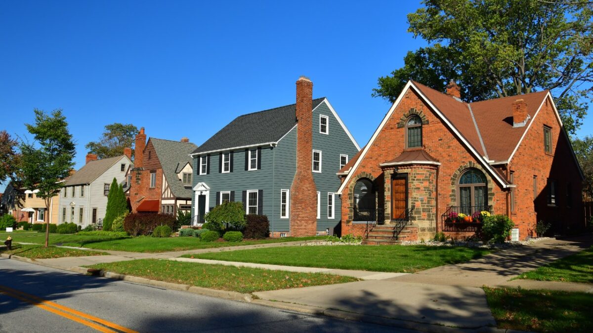Quiet suburban street in an Ohio neighborhood