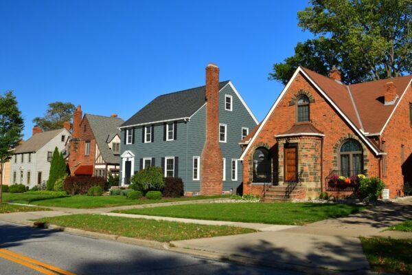 Quiet suburban street in an Ohio neighborhood