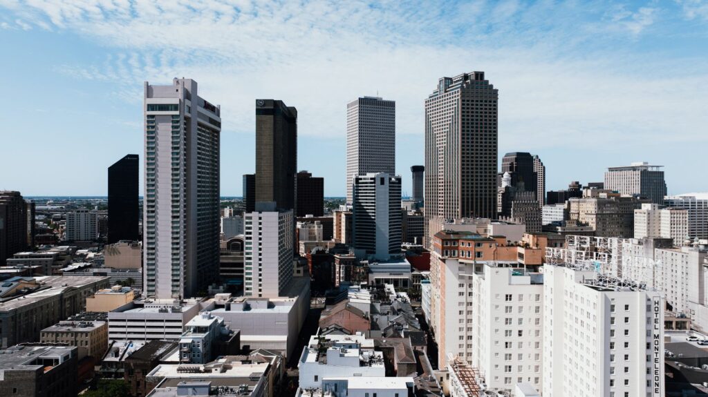 aerial view of New Orleans Orleans Parish highest cannabis consumption in Louisiana