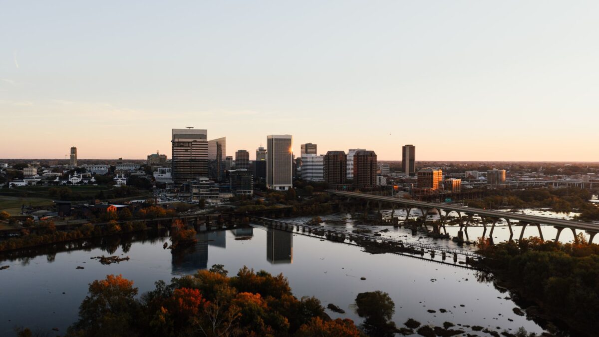 Richmond, Virginia skyline along the James River